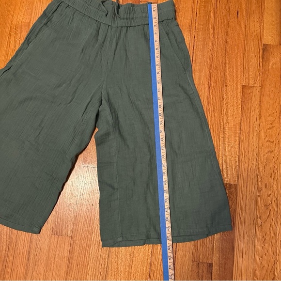Eileen Fisher Organic Cotton Lofty Gauze Culottes Nori Green size PM - Picture 8 of 12